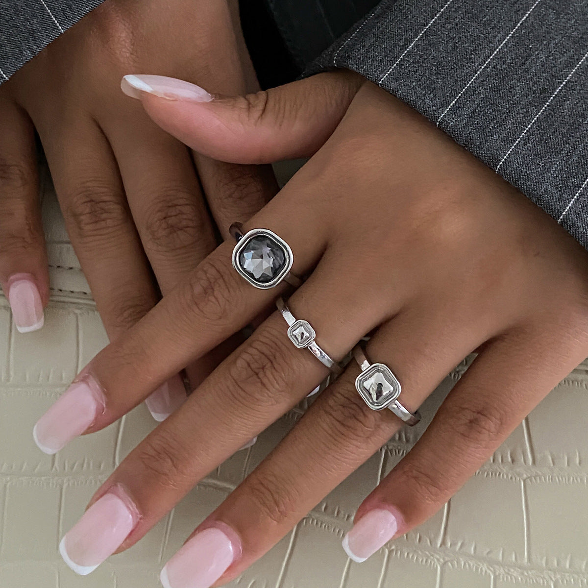 Geometric Acrylic Diamond Ring