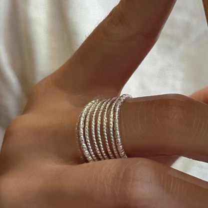 Geometric Adjustable Silver Ring