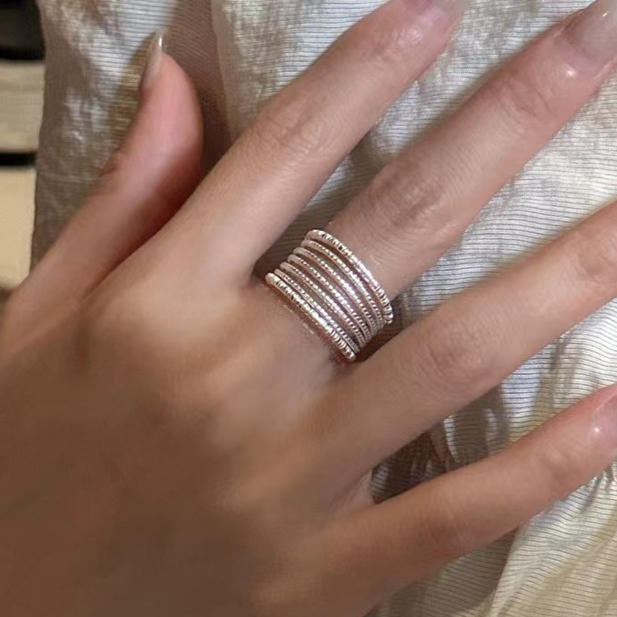 Geometric Adjustable Silver Ring