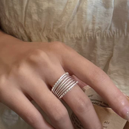 Geometric Adjustable Silver Ring