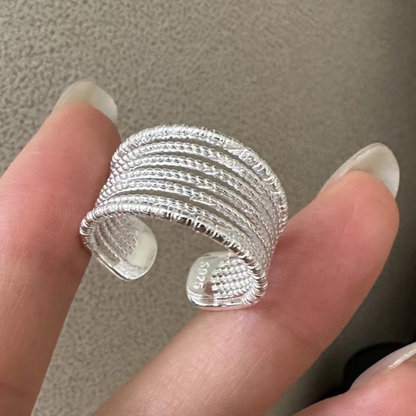 Geometric Adjustable Silver Ring