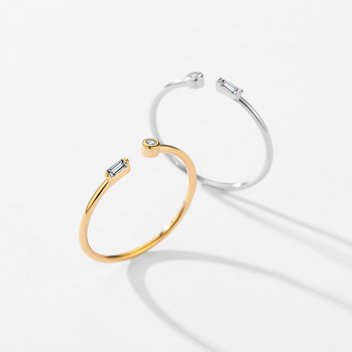 Geometric Adjustable Sterling Silver Zircon Ring