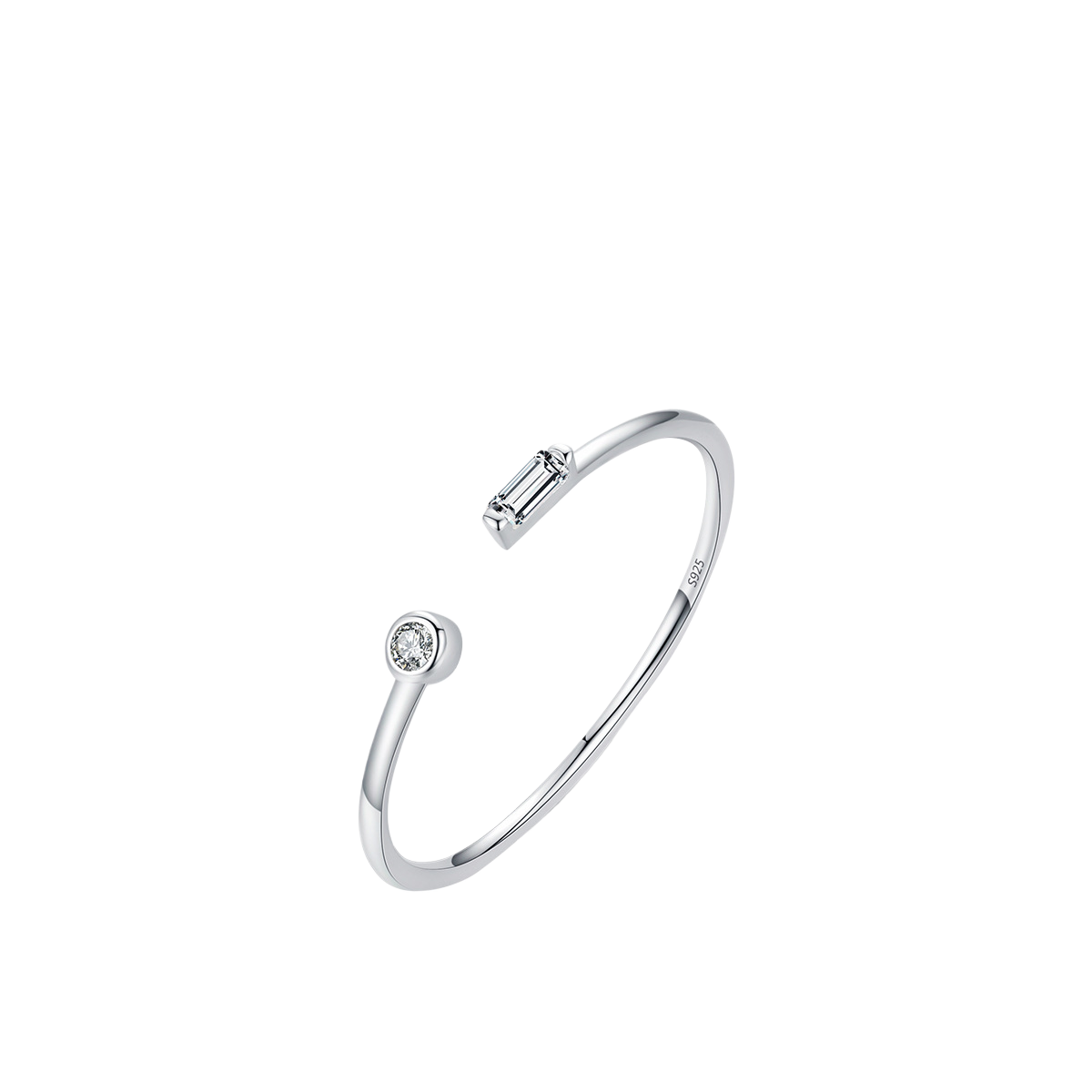 Geometric Adjustable Sterling Silver Zircon Ring