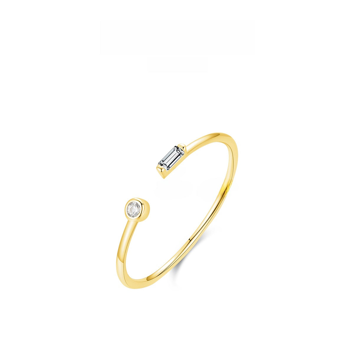 Geometric Adjustable Sterling Silver Zircon Ring
