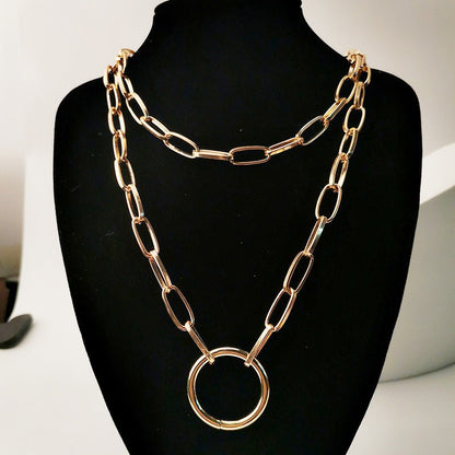 Geometric Alloy Layered Necklace
