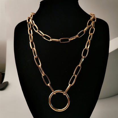 Geometric Alloy Layered Necklace