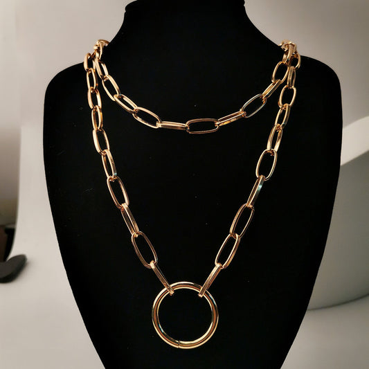 Geometric Alloy Layered Necklace