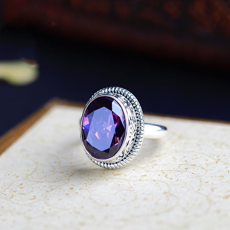 Geometric Amethyst Ring
