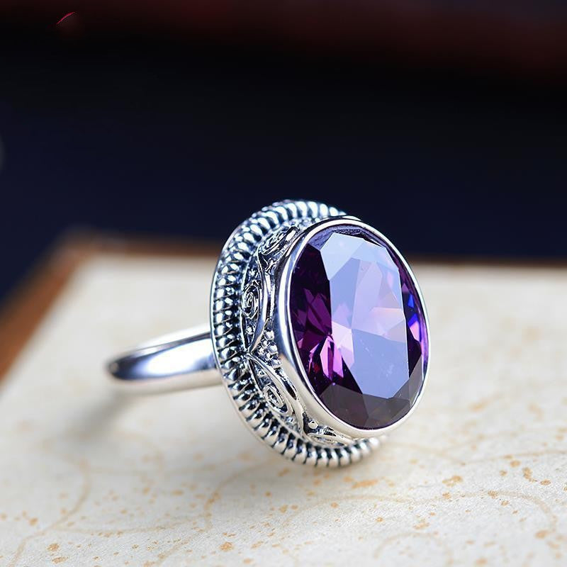 Geometric Amethyst Ring