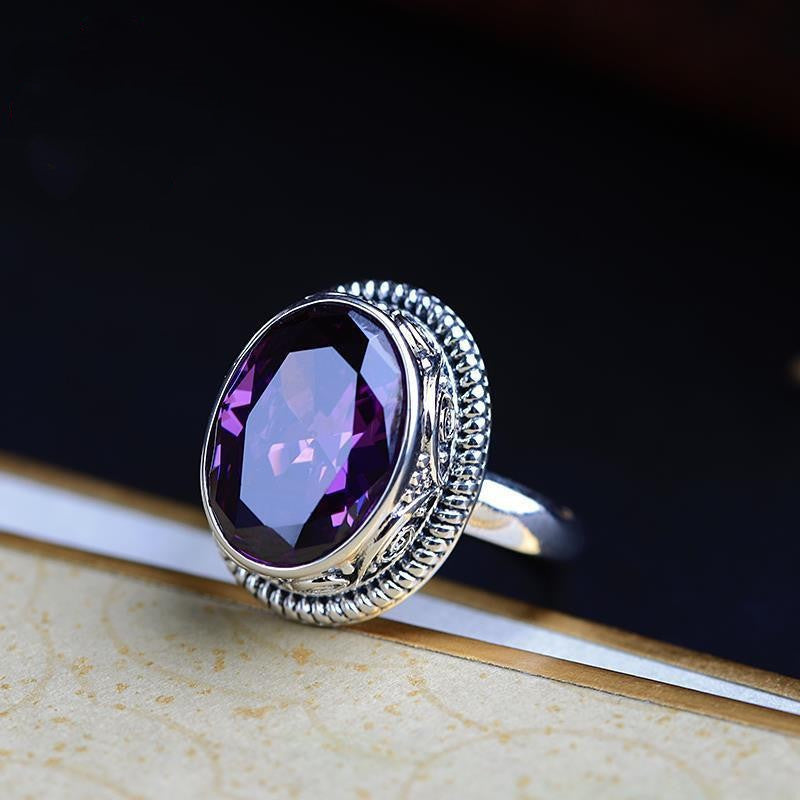 Geometric Amethyst Ring