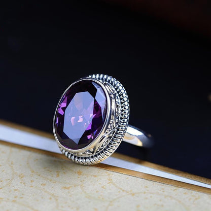 Geometric Amethyst Ring