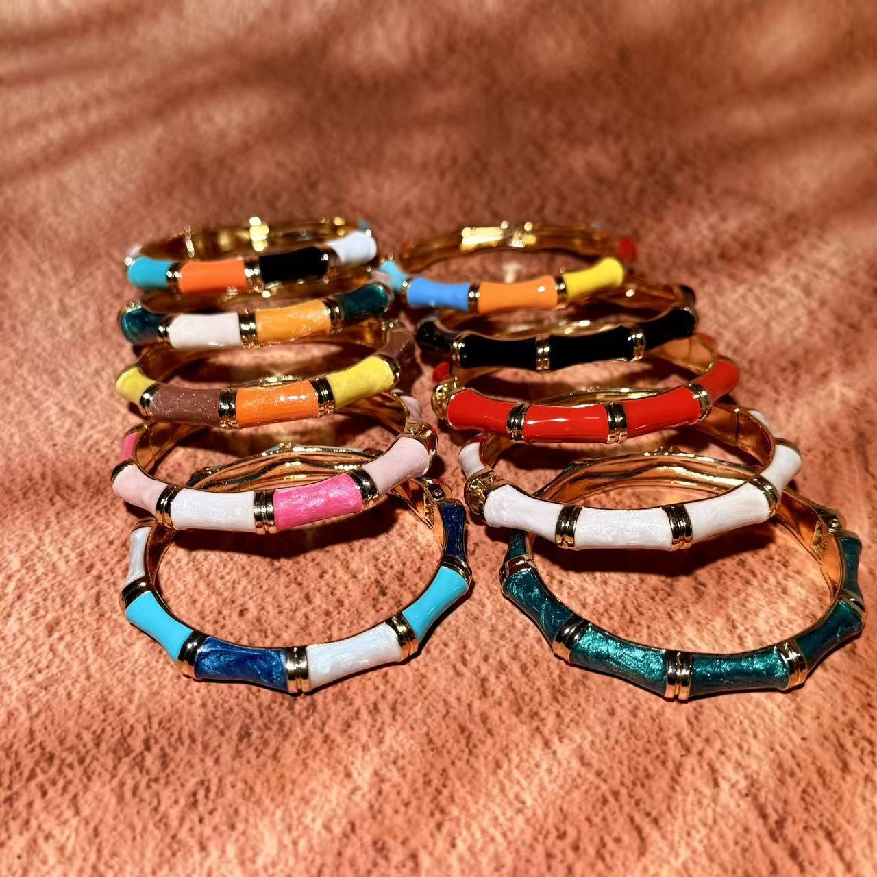 Geometric Bamboo Style Bracelet Set