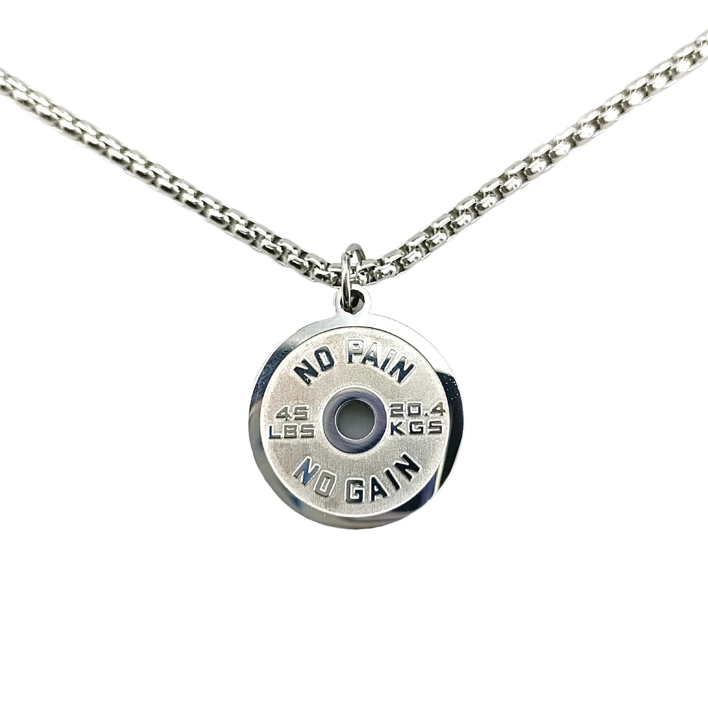 Geometric Barbell Plate Stainless Steel Necklace
