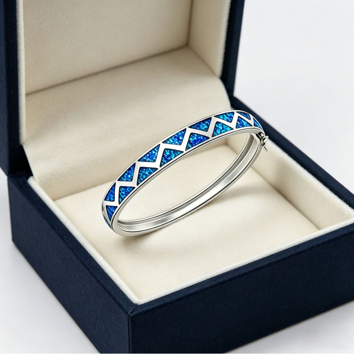 Geometric Blue Opal Copper Bracelet