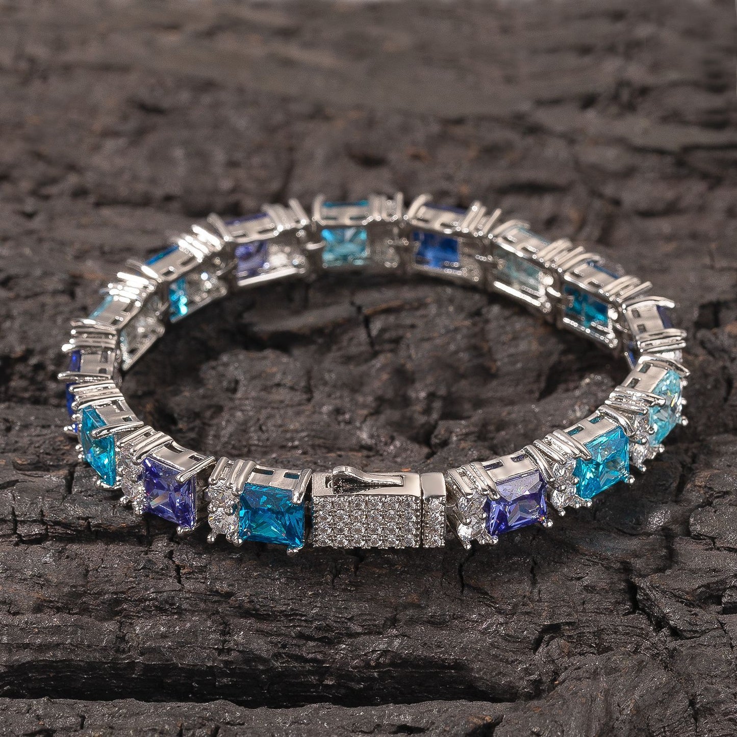 Geometric Blue Rhinestone Bracelet
