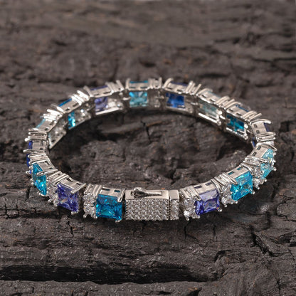 Geometric Blue Rhinestone Bracelet