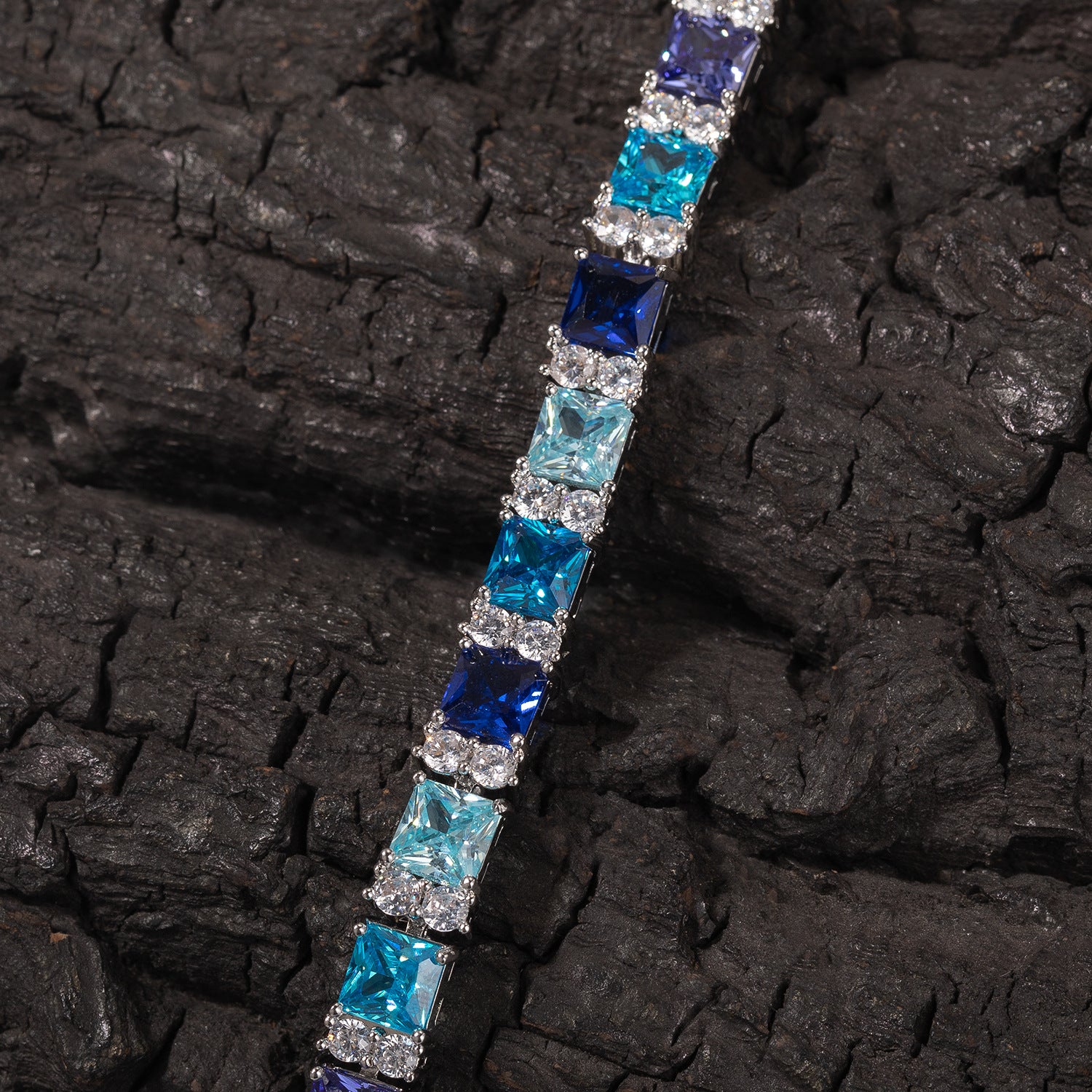 Geometric Blue Rhinestone Bracelet