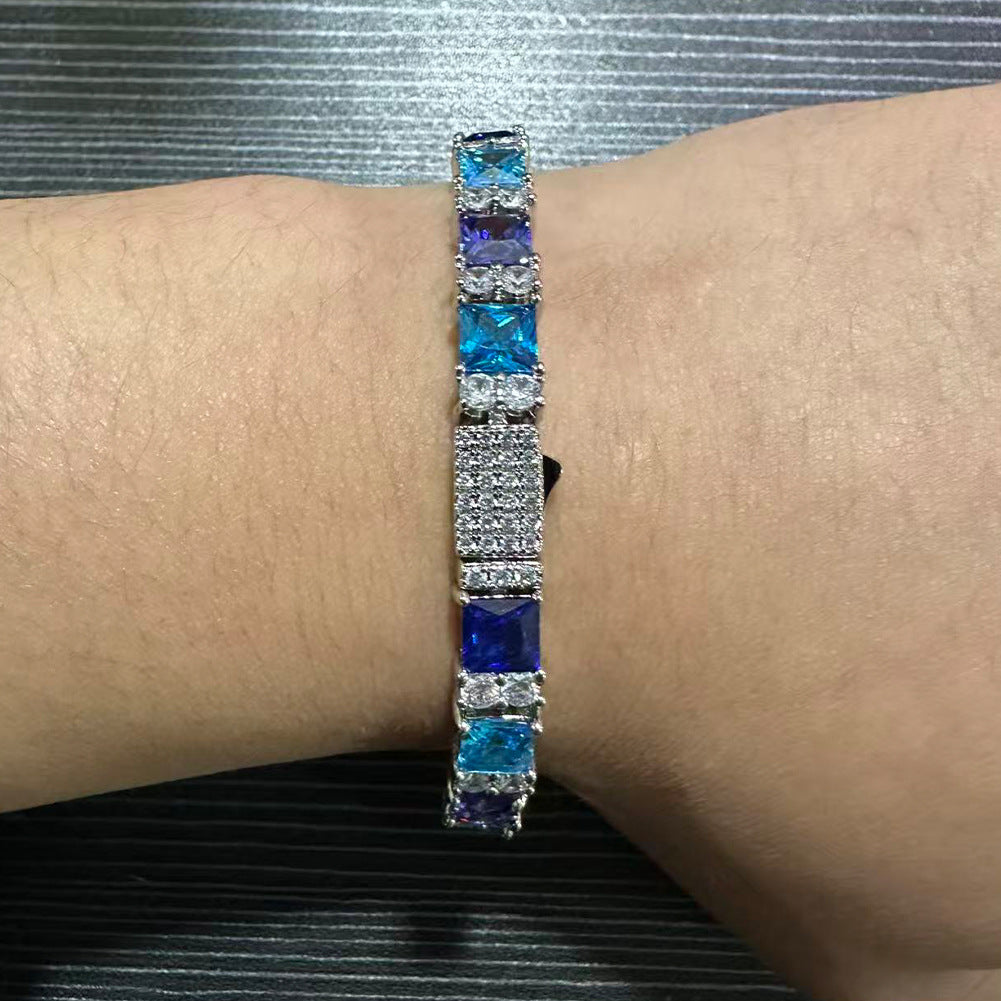 Geometric Blue Rhinestone Bracelet
