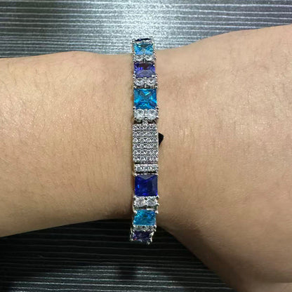 Geometric Blue Rhinestone Bracelet