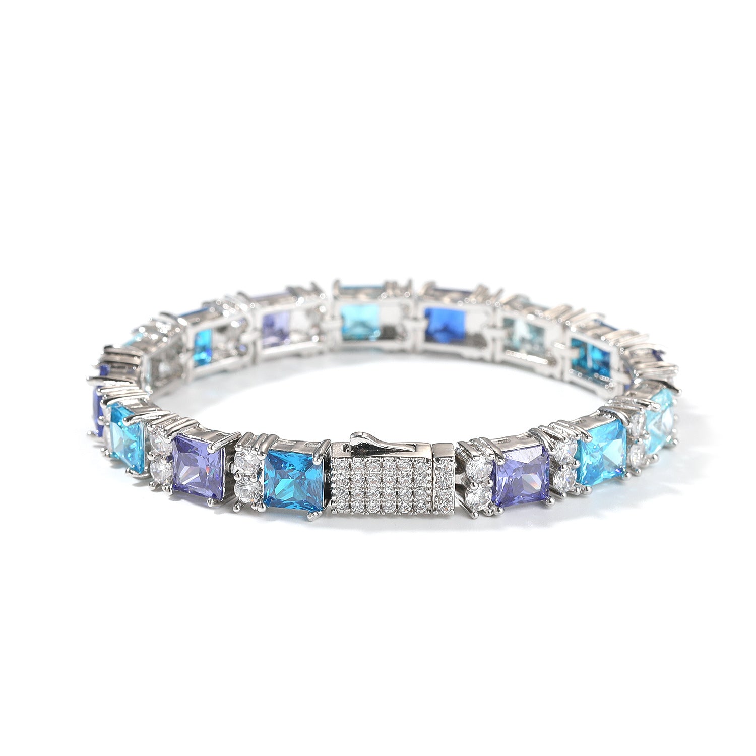 Geometric Blue Rhinestone Bracelet