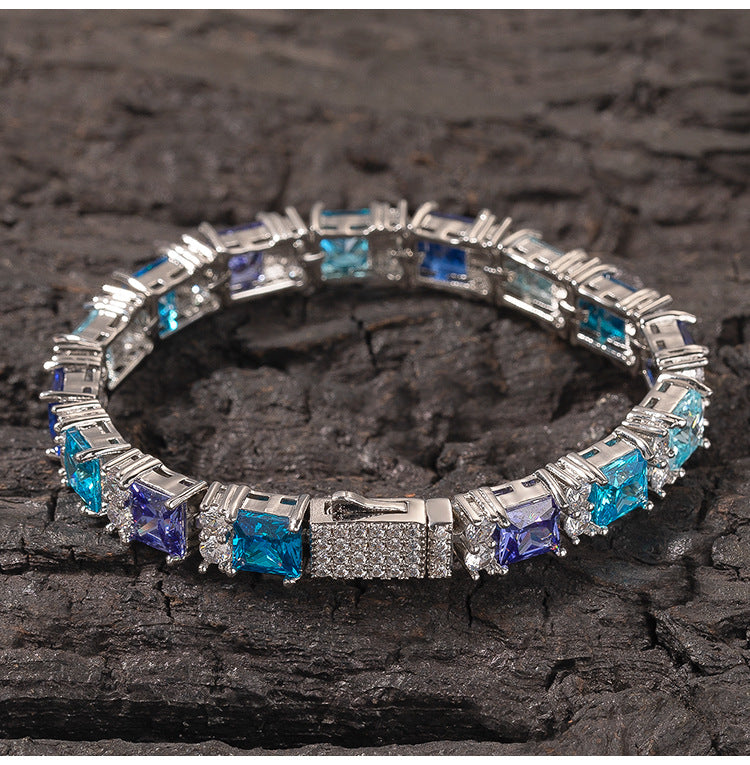 Geometric Blue Rhinestone Bracelet