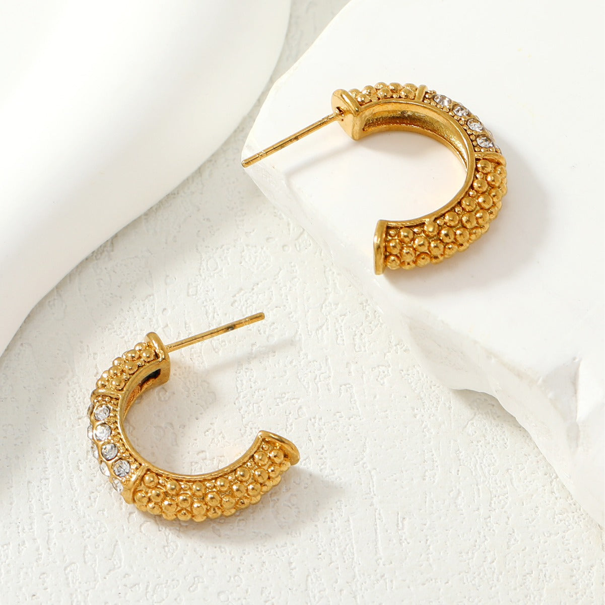 Geometric C-shaped Gold Plated Vintage Earrings