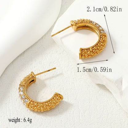 Geometric C-shaped Gold Plated Vintage Earrings