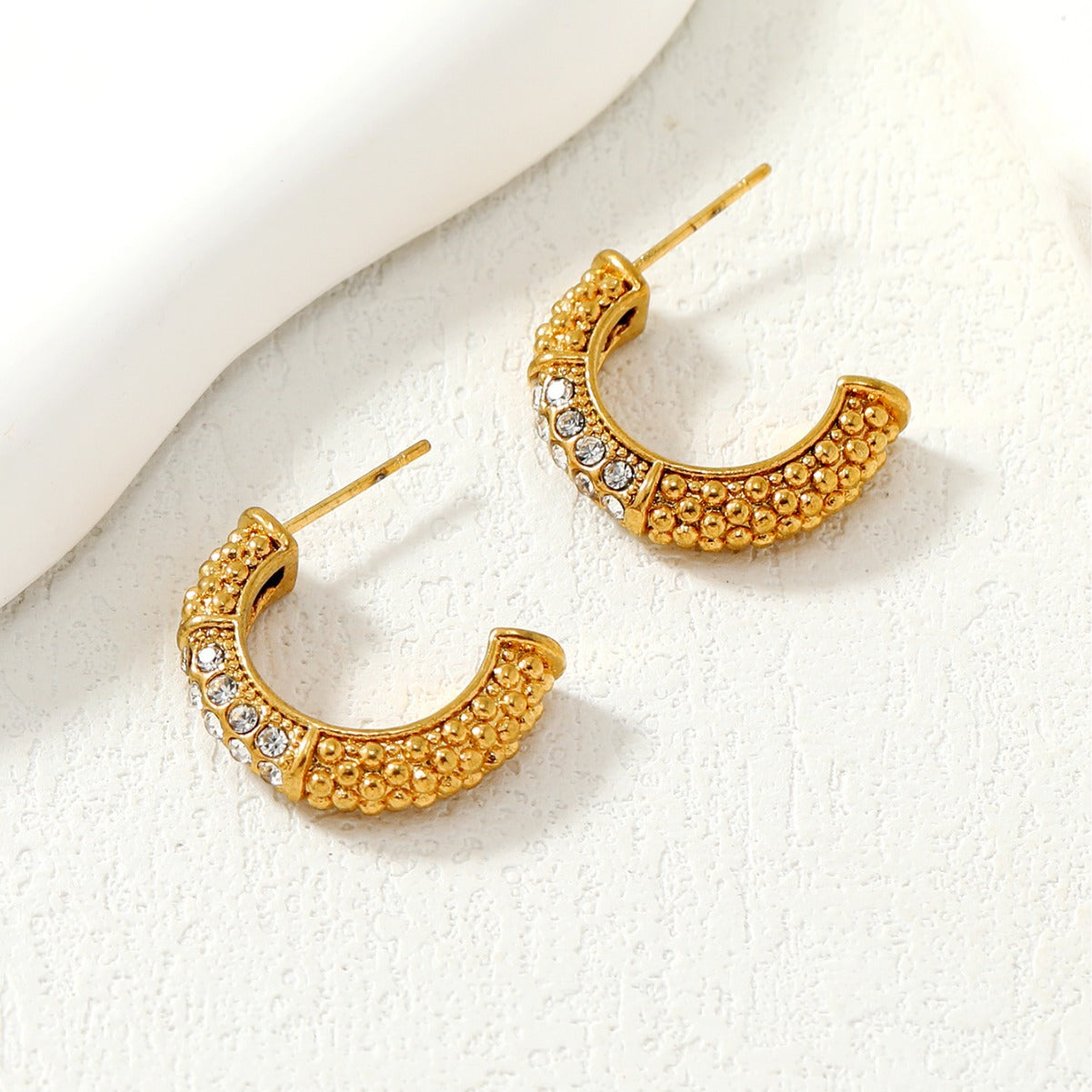 Geometric C-shaped Gold Plated Vintage Earrings