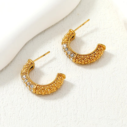 Geometric C-shaped Gold Plated Vintage Earrings