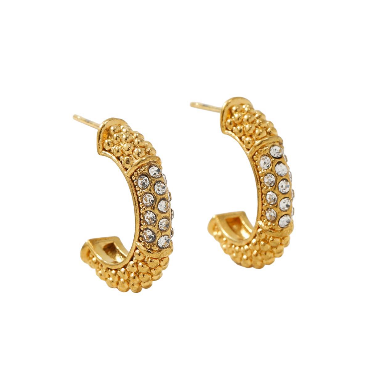 Geometric C-shaped Gold Plated Vintage Earrings