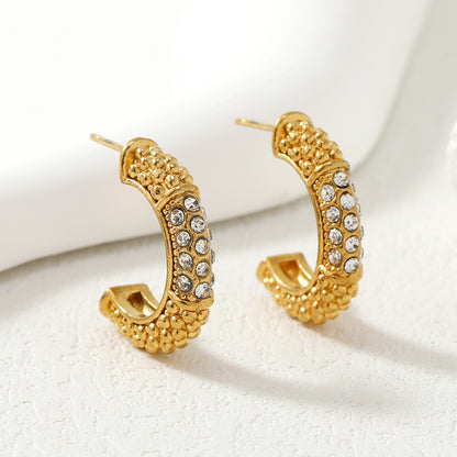 Geometric C-shaped Gold Plated Vintage Earrings
