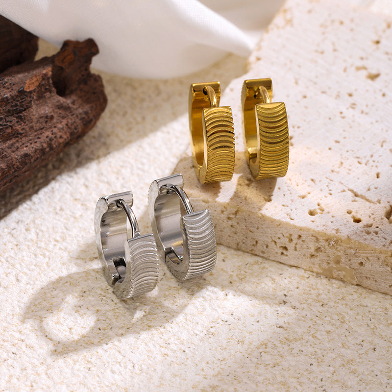 Geometric Cat-Eye Pattern Titanium Steel Earrings