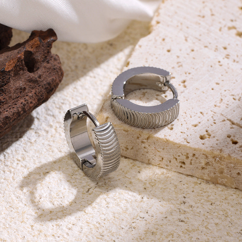 Geometric Cat-Eye Pattern Titanium Steel Earrings