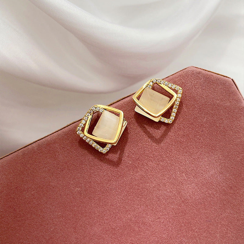 Geometric Cat's Eye Earrings