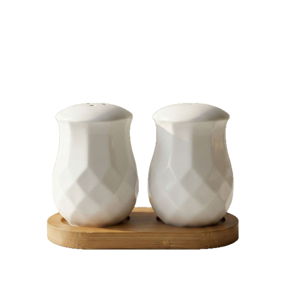 Geometric Ceramic Seasoning Bottle with Bamboo Base