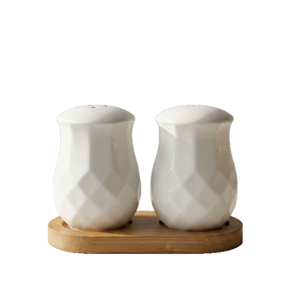 Geometric Ceramic Seasoning Bottle with Bamboo Base