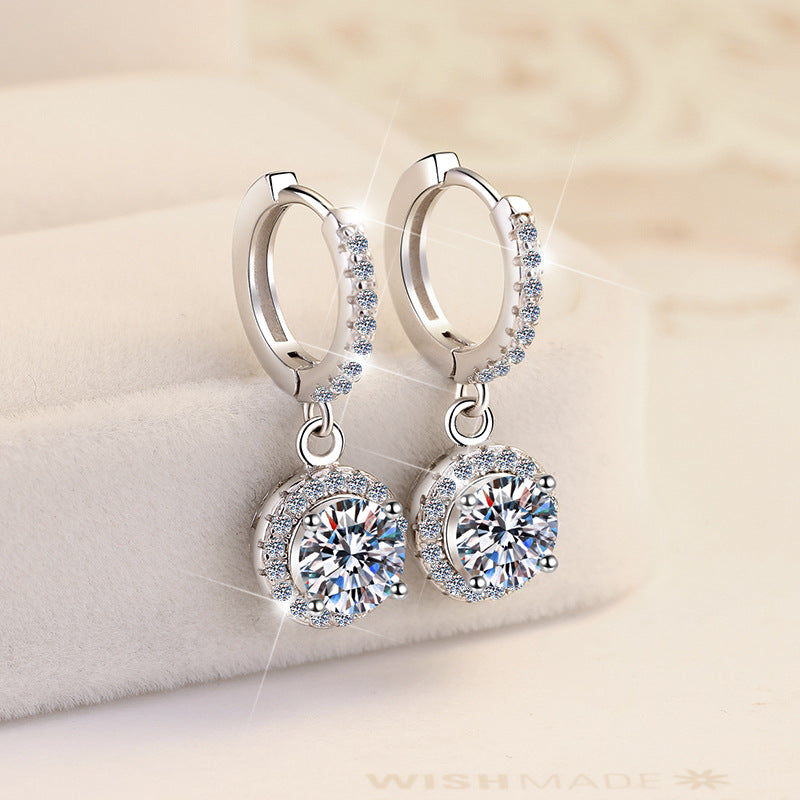 Geometric Circle Moissanite Sterling Silver Jewelry Set