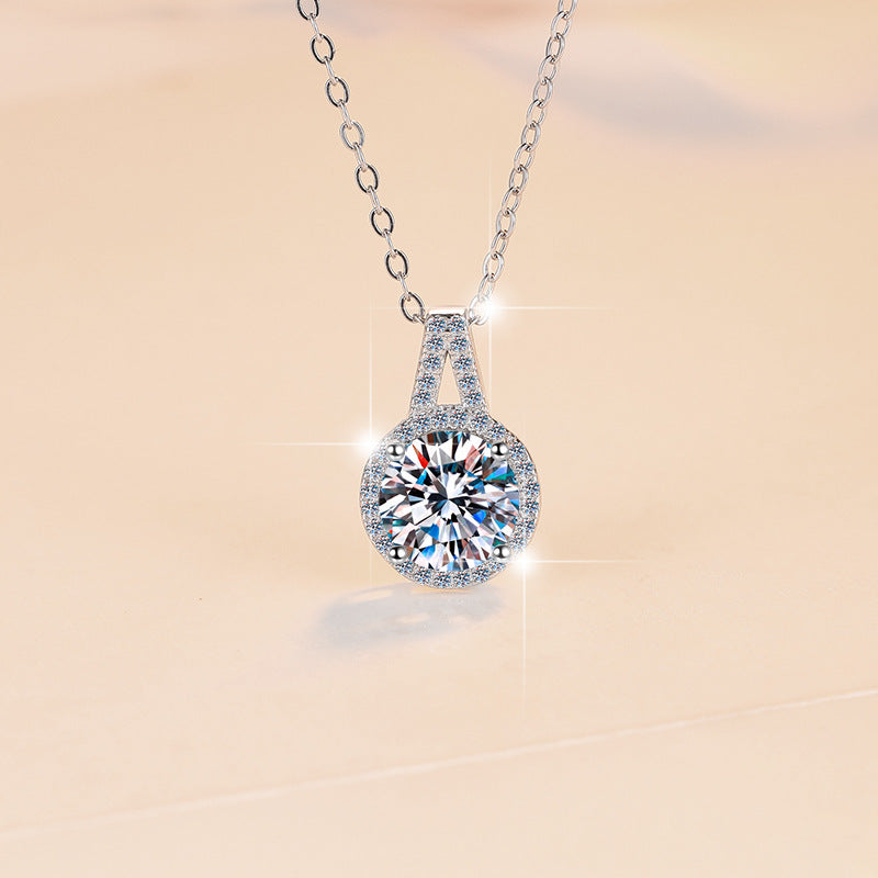 Geometric Circle Moissanite Sterling Silver Jewelry Set