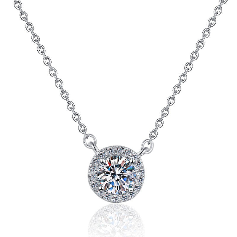 Geometric Circle Moissanite Sterling Silver Jewelry Set