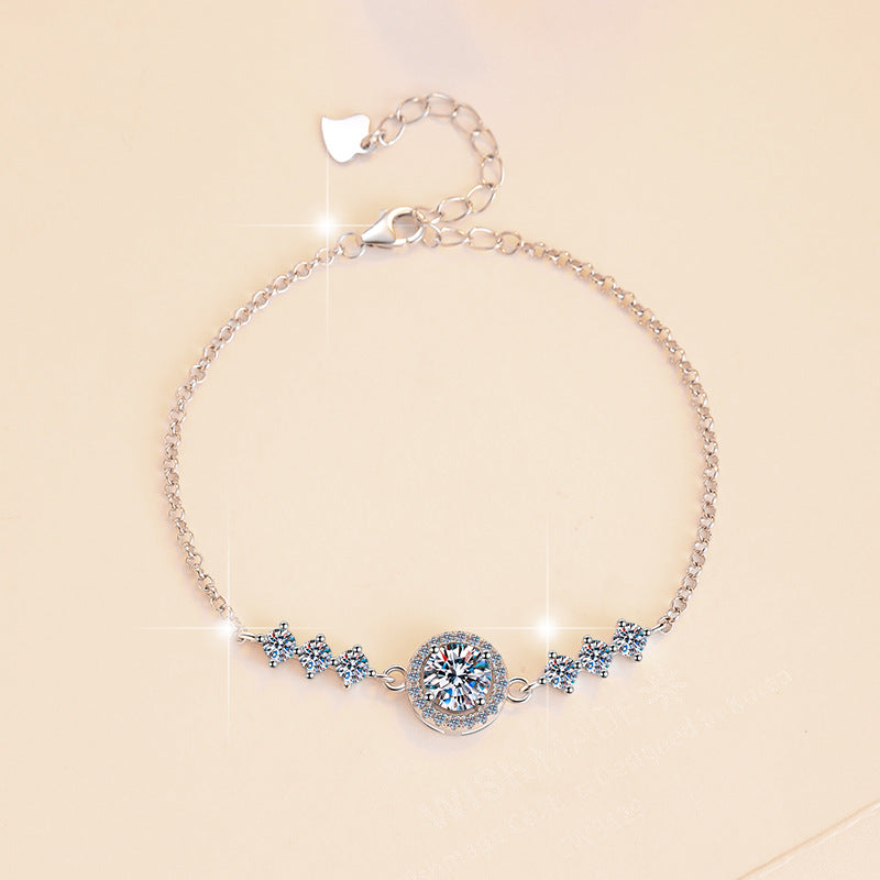 Geometric Circle Moissanite Sterling Silver Jewelry Set