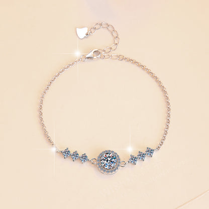 Geometric Circle Moissanite Sterling Silver Jewelry Set