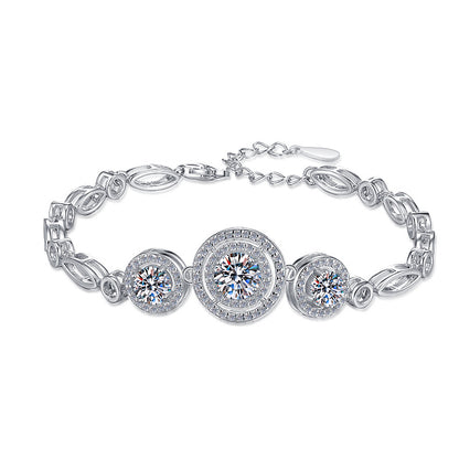 Geometric Circle Moissanite Sterling Silver Jewelry Set