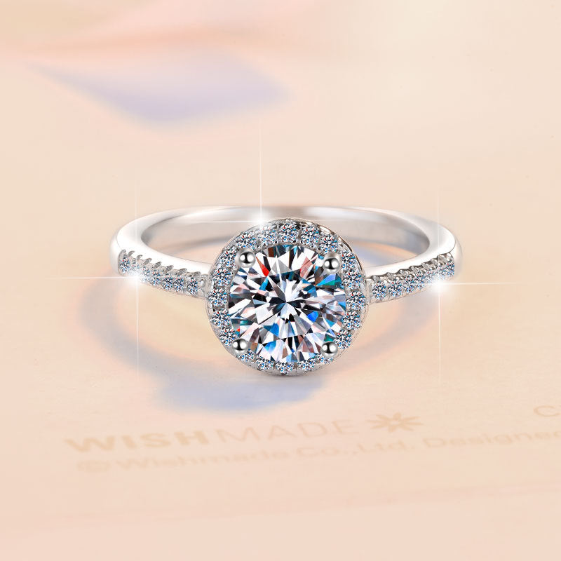 Geometric Circle Moissanite Sterling Silver Jewelry Set