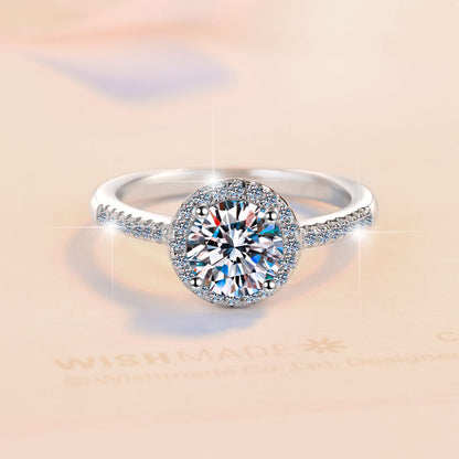 Geometric Circle Moissanite Sterling Silver Jewelry Set