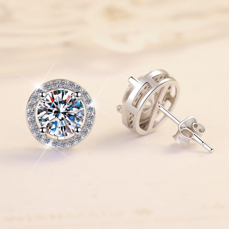 Geometric Circle Moissanite Sterling Silver Jewelry Set