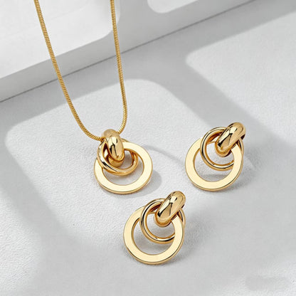 Geometric Circle Necklace and Earrings Set