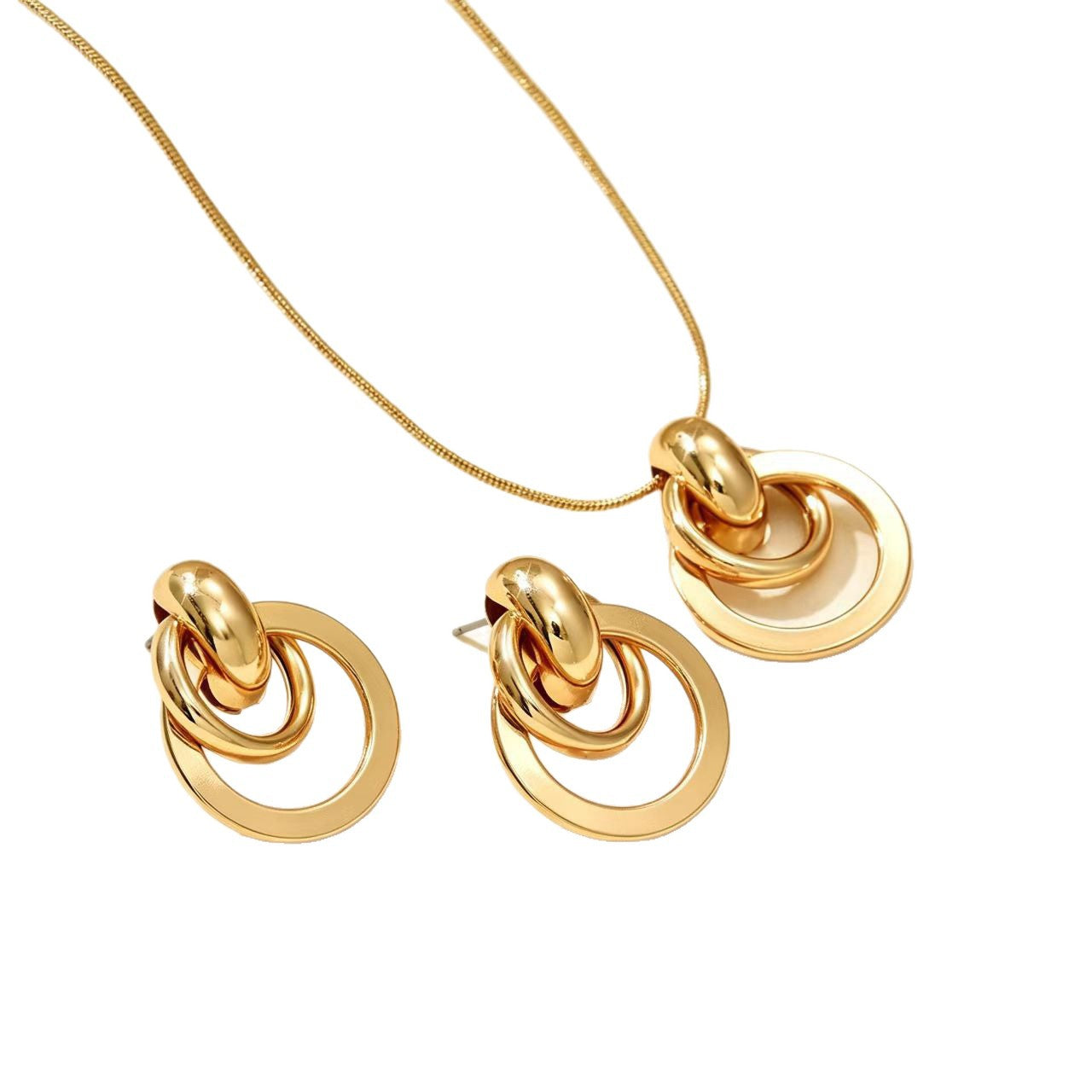 Geometric Circle Necklace and Earrings Set