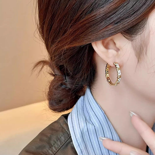 Geometric Cross Diamond Stud Earrings