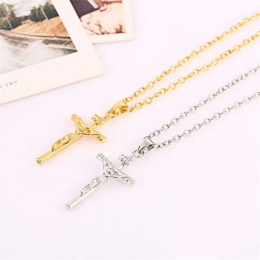 Geometric Cross Pendant Necklace