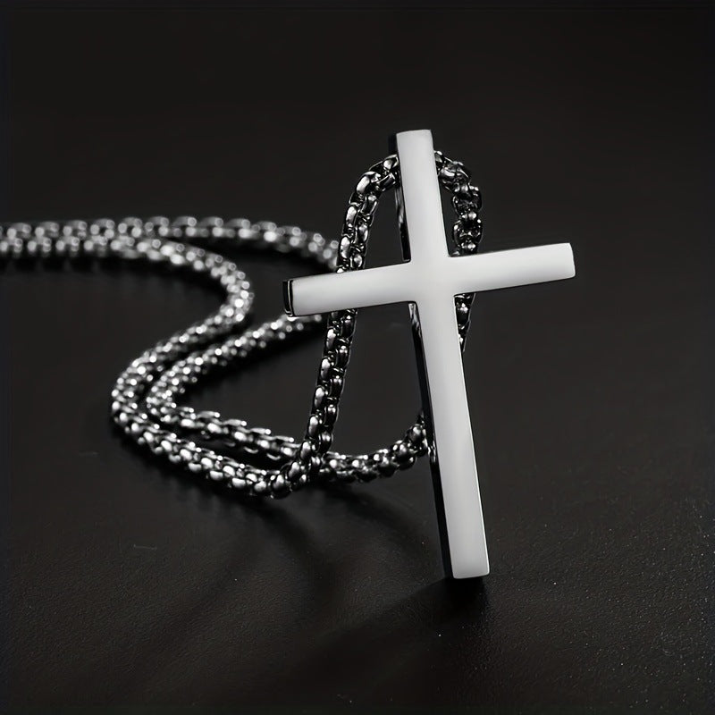 Geometric Cross Titanium Steel Necklace